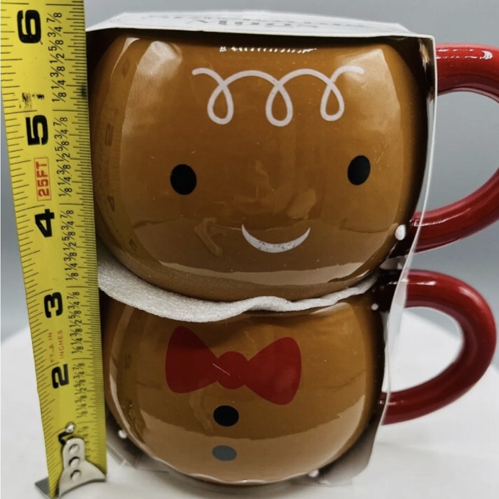 Gingerbread Man Stackable Mugs with Red Handles - Picture 6 of 6